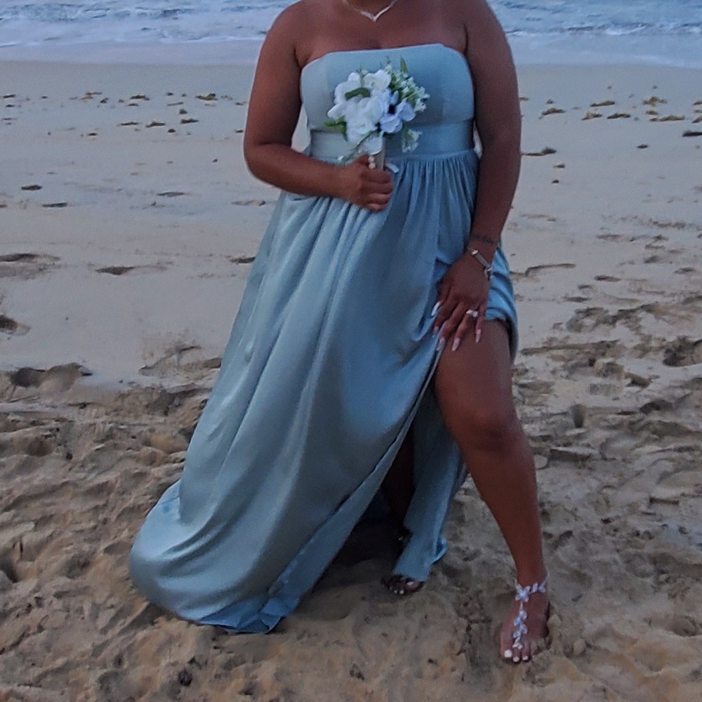 Vera Wang Strapless Sage Bridesmaid Dress